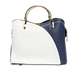 Sac à main simili bicolore anse doré et bandoulière 23x11xH19cm - 2 modèles beige ou bleu