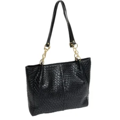 Sac à main simili effet croco 31x13xH27cm - 2 modèles marron ou noir