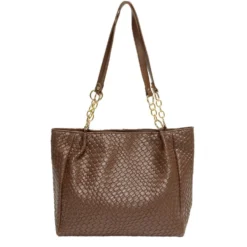 Sac à main simili effet croco 31x13xH27cm - 2 modèles marron ou noir