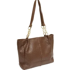 Sac à main simili effet croco 31x13xH27cm - 2 modèles marron ou noir