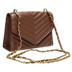 Sac à main simili effet matelassée avec chaîne métal doré 20xH13cm - 2 modèles
