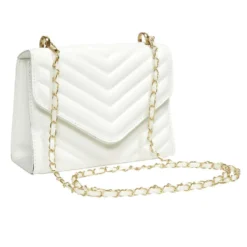 Sac à main simili effet matelassée avec chaîne métal doré 20xH13cm - 2 modèles