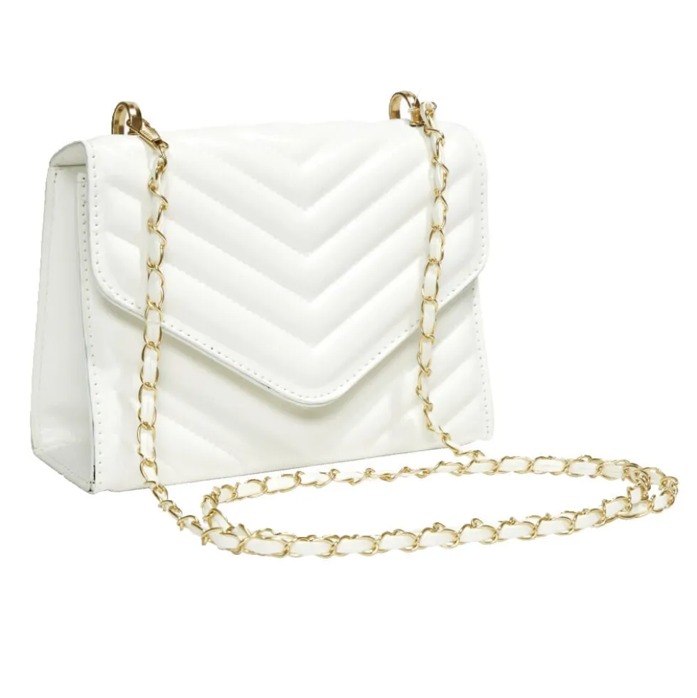 Sac à main simili effet matelassée avec chaîne métal doré 20xH13cm - 2 modèles