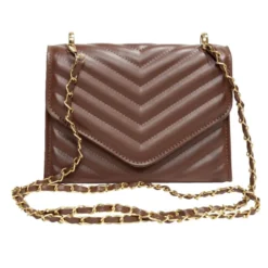 Sac à main simili effet matelassée avec chaîne métal doré 20xH13cm - 2 modèles