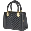 Sac à main simili noir avec détails dorés et bandoulière amovible 20x9xH13,5cm