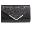 Sac pochette de soirée satiné et pailleté 24x5,6xH14cm - 2 modèles noir ou doré