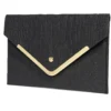Sac pochette femme feutrine effet croco 25x16cm - 2 modèles noir ou ou blanc