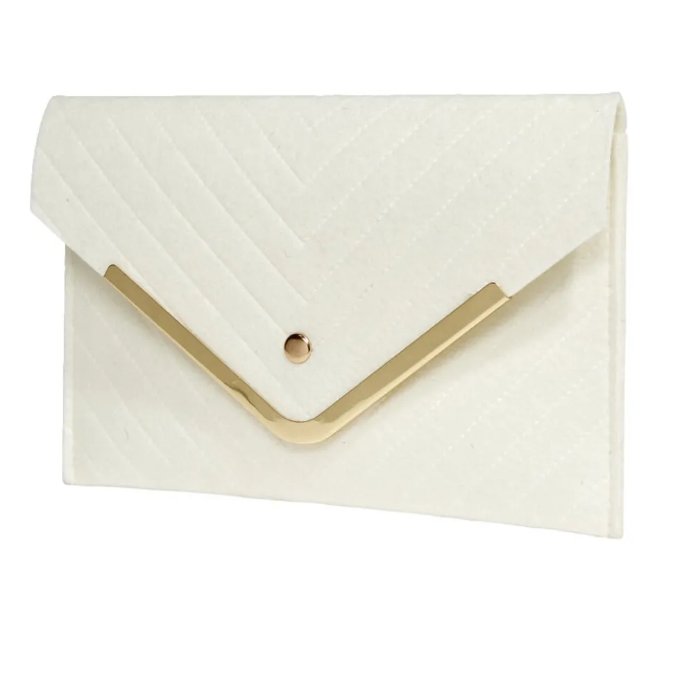 Sac pochette femme feutrine effet croco 25x16cm - 2 modèles noir ou ou blanc