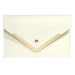 Sac pochette femme feutrine effet croco 25x16cm - 2 modèles noir ou ou blanc