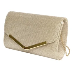 Sac pochette femme strass avec bandoulière chaîne amovible - 2 modèles noir ou doré