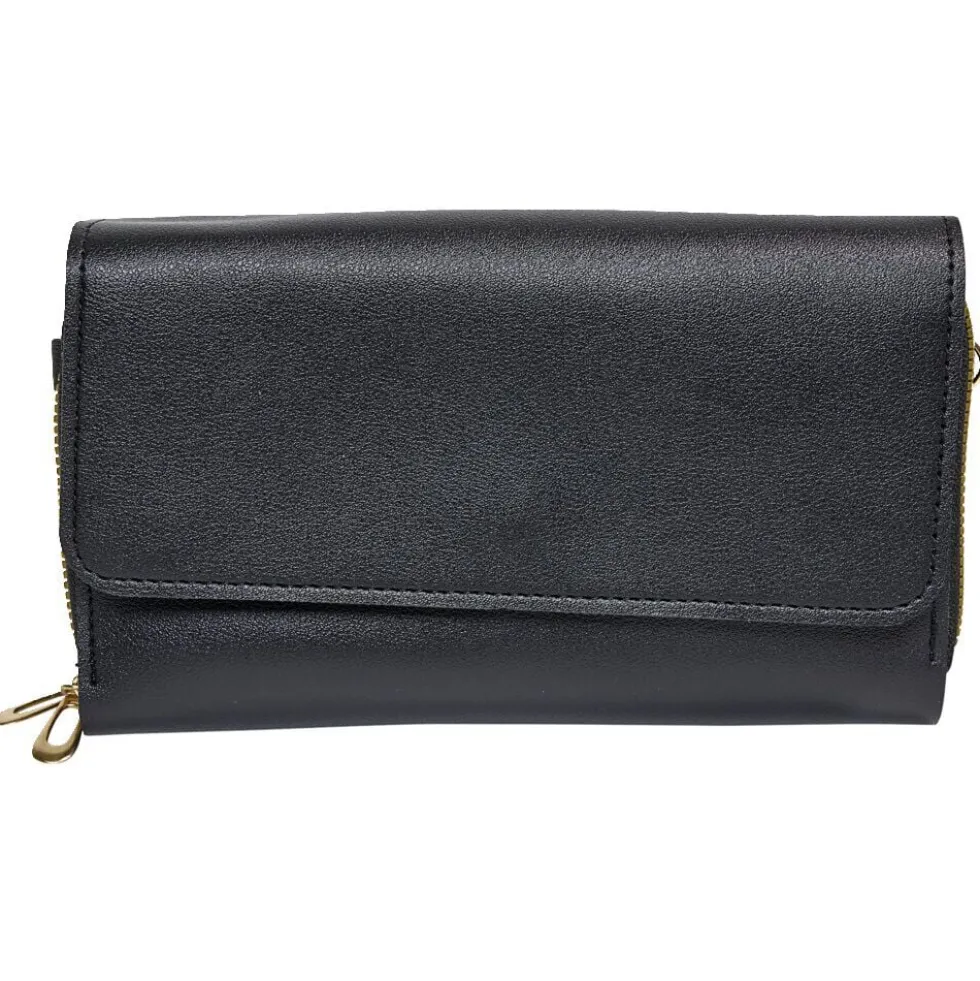 Sac pochette simili noir à bandoulière 19x4,5xH11,5cm