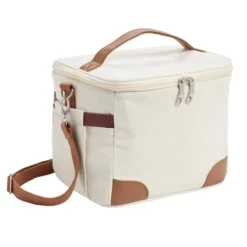 Sac repas isotherme polyester beige et marron 25x20xH20cm