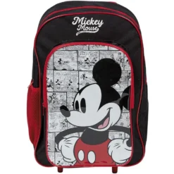 Sac à roulettes enfant Mickey Mouse rouge et noir H41cm