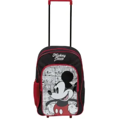 Sac à roulettes enfant Mickey Mouse rouge et noir H41cm