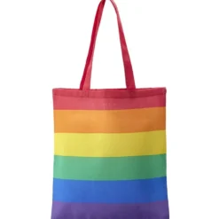 Sac tote bag polycoton 34x39cm imprimé arc-en-ciel