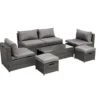 Salon de jardin Imbrik 6 places plastique tressé et acier gris (6 pièces)