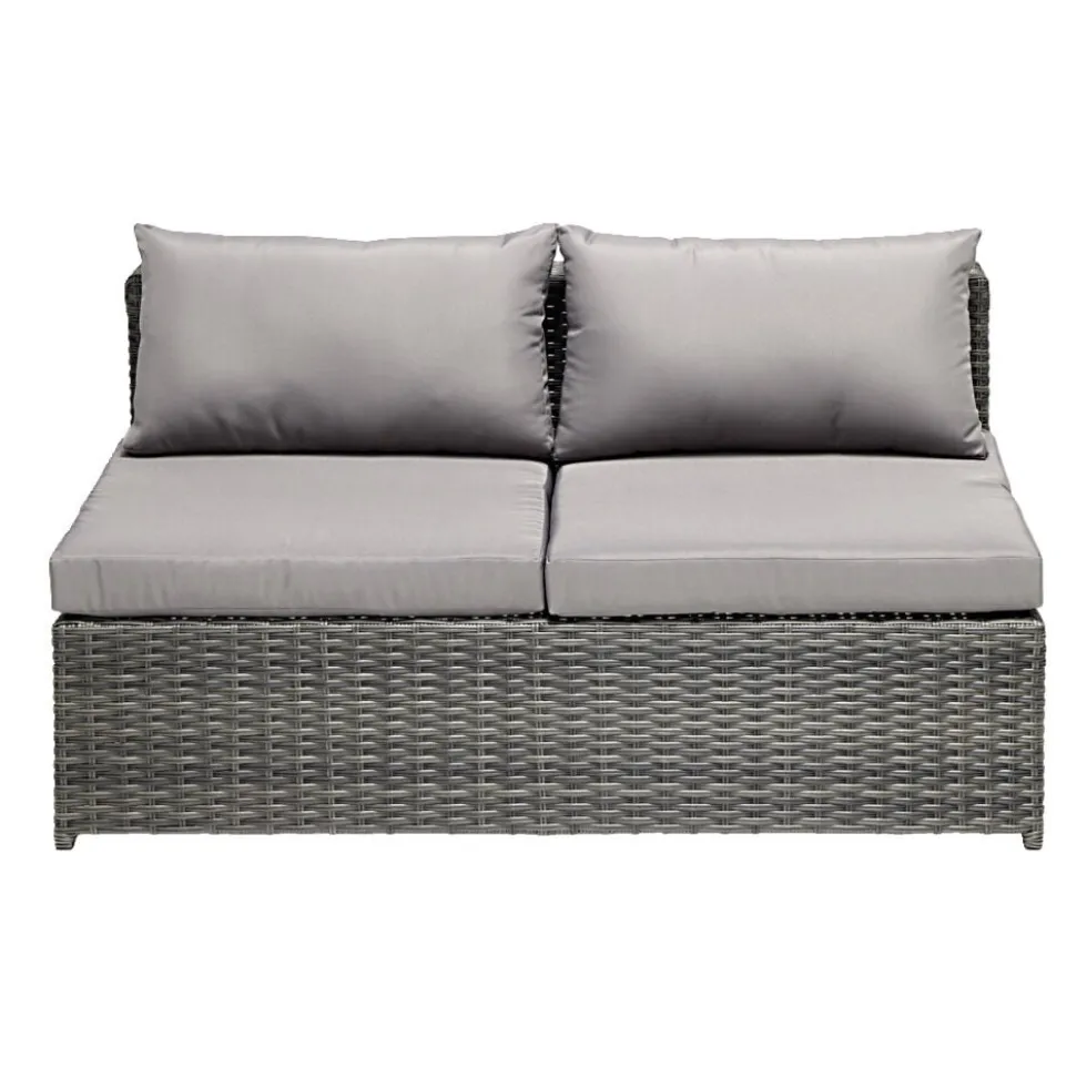 Salon de jardin Imbrik 6 places plastique tressé et acier gris (6 pièces)