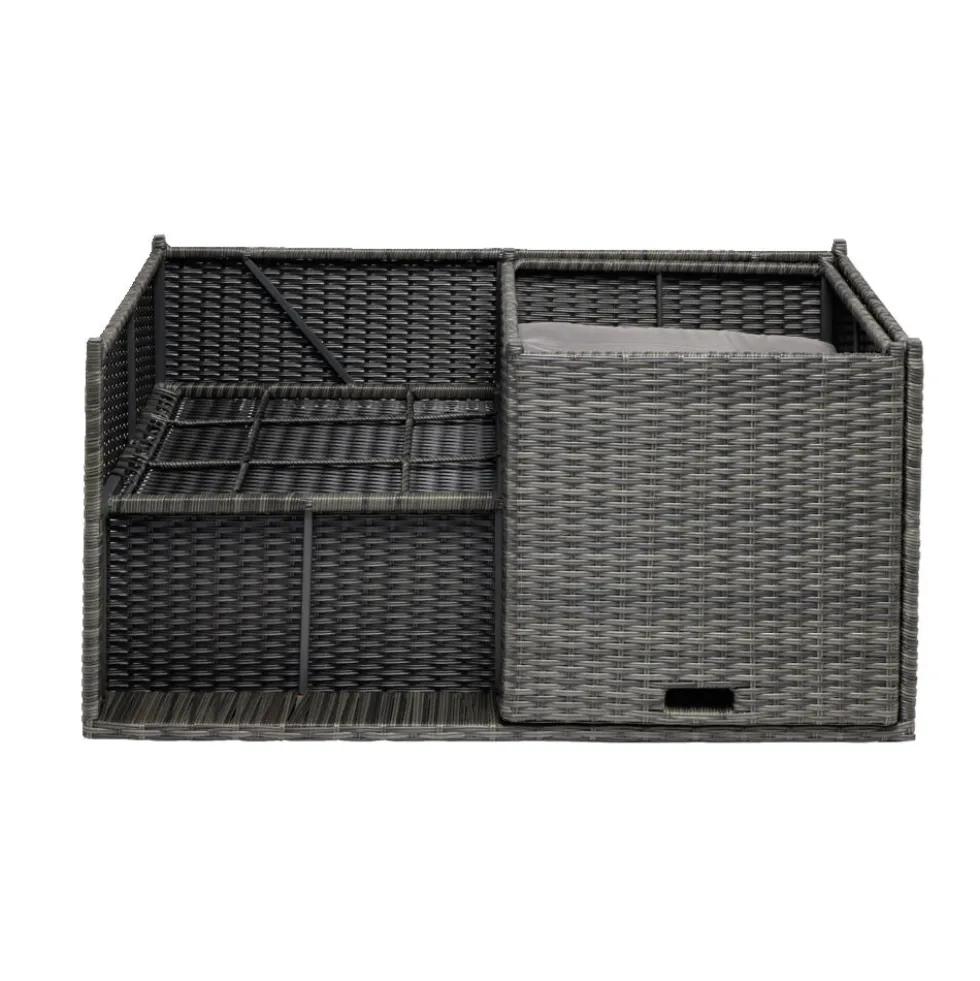 Salon de jardin Imbrik 6 places plastique tressé et acier gris (6 pièces)