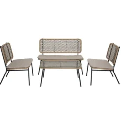 Salon de jardin 4 personnes Bali marron naturel