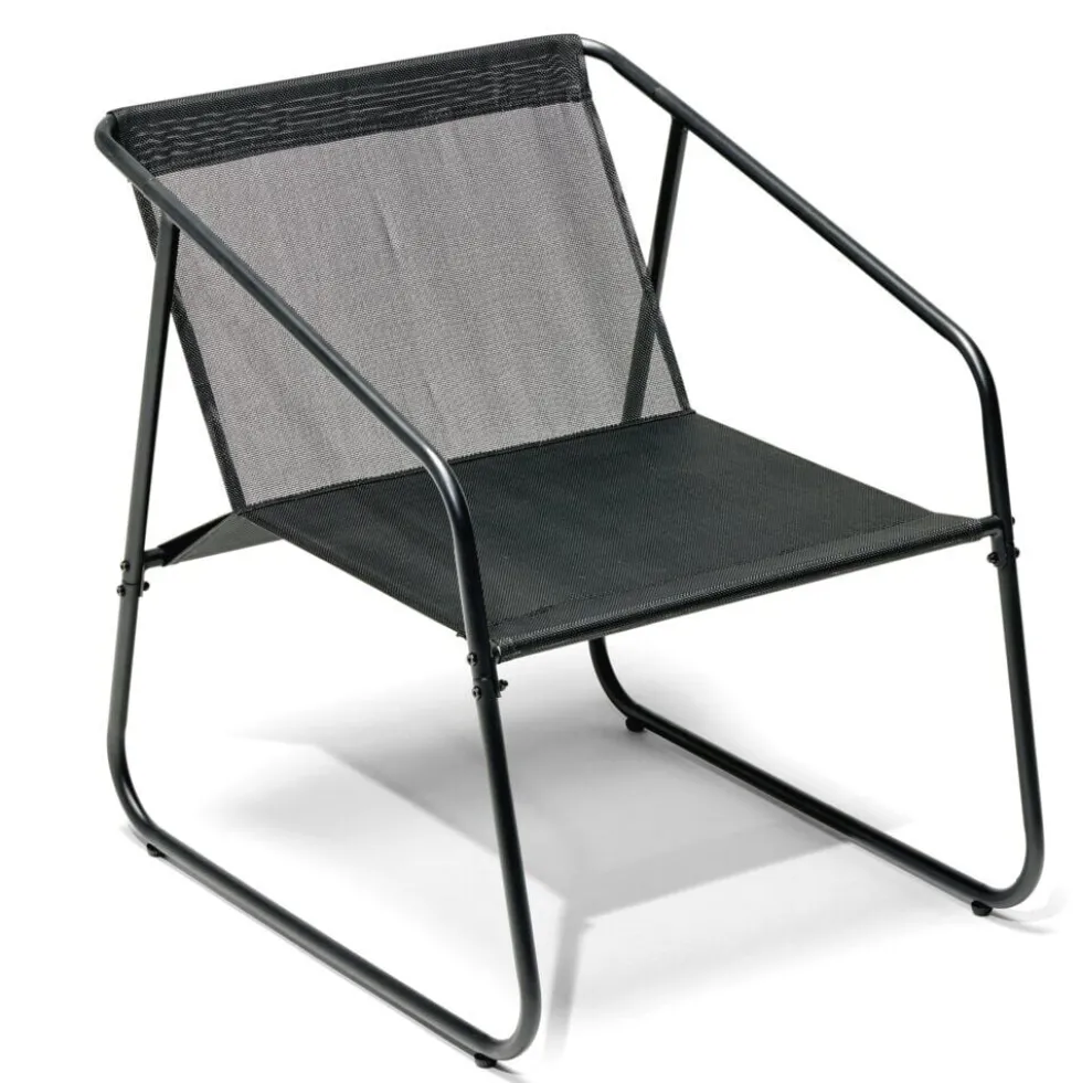 Salon de jardin 4 personnes Mathis textilène gris anthracite
