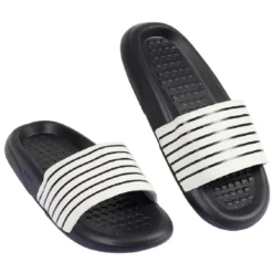 Sandales claquettes plastique noir rayé blanc 38/39