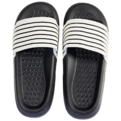 Sandales claquettes plastique noir rayé blanc 38/39
