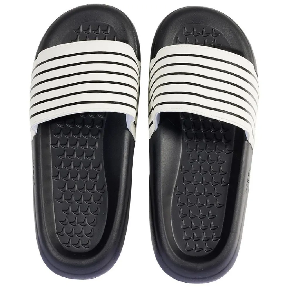Sandales claquettes plastique noir rayé blanc 38/39