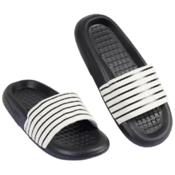 Sandales claquettes plastique noir rayé blanc 36/37