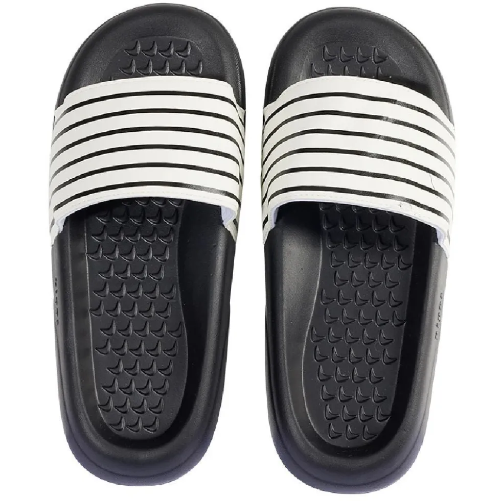 Sandales claquettes plastique noir rayé blanc 36/37