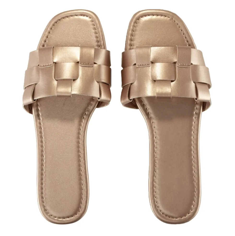 Sandales femme carrées simili rose gold 37/38