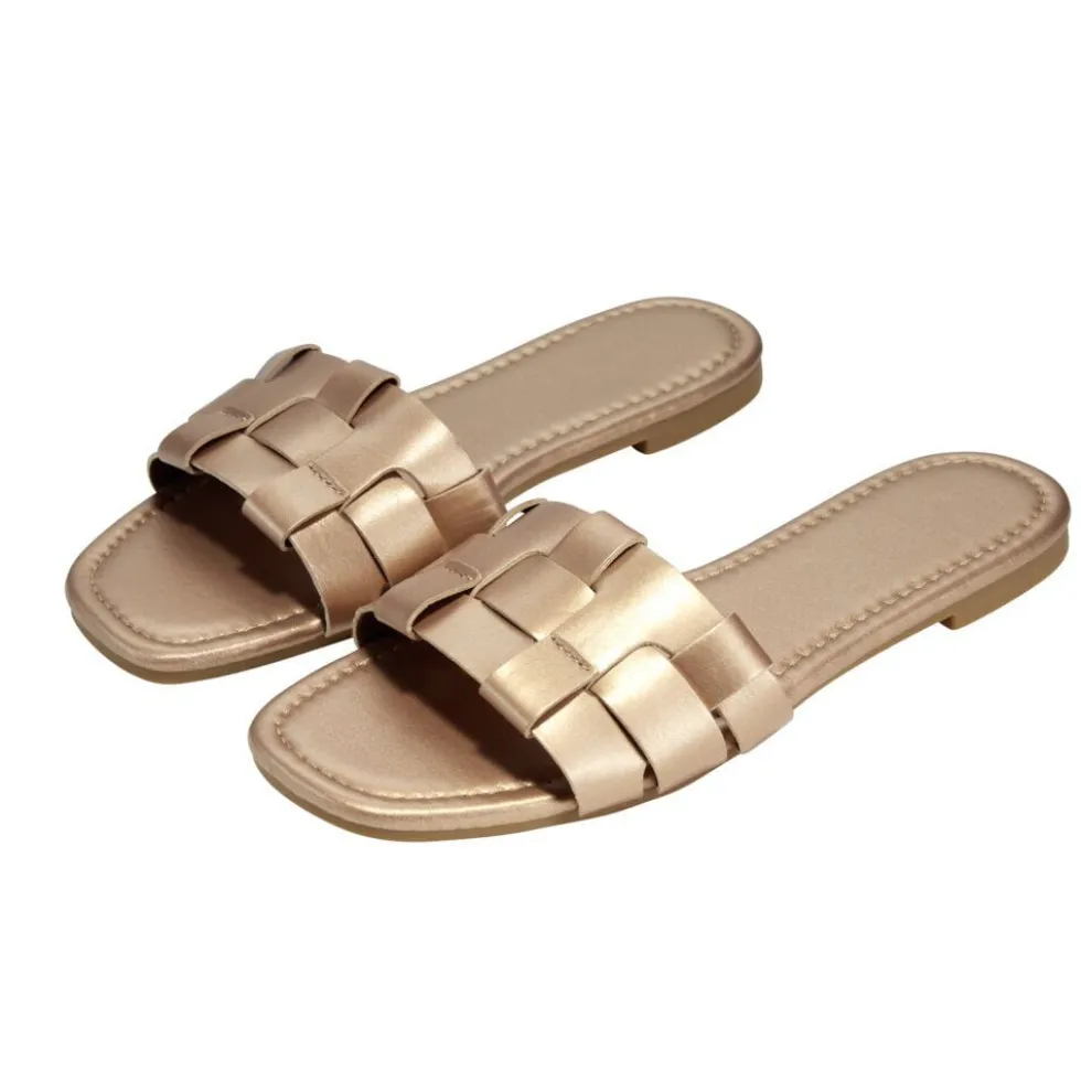 Sandales femme carrées simili rose gold 37/38