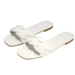 Sandales femme tressées simili blanc 37/38