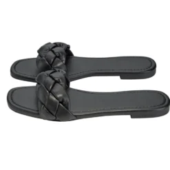 Sandales femme tressées simili noir 39/40