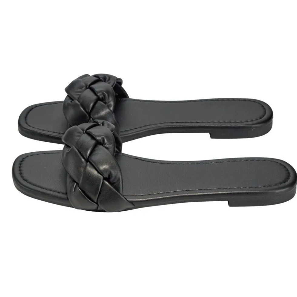 Sandales femme tressées simili noir 39/40