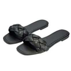 Sandales femme tressées simili noir 39/40