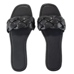 Sandales femme tressées simili noir 39/40