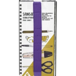 Sangle de rangement stylo pour cahier effet simili violet