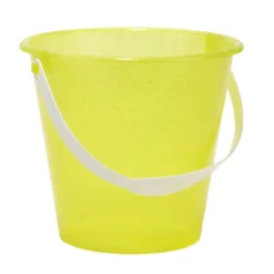 Seau de plage enfant plastique paillette 18x14xH15,5cm (4 modèles)
