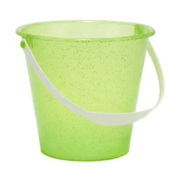 Seau de plage enfant plastique paillette 18x14xH15,5cm (4 modèles)