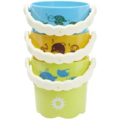 Seau de plage Funky motif animaux de la mer x3 - Ø7xH7cm