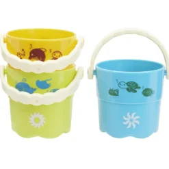 Seau de plage Funky motif animaux de la mer x3 - Ø7xH7cm