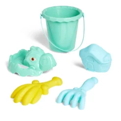 Seau de plage garni dinosaure 5 pièces vert bleu jaune