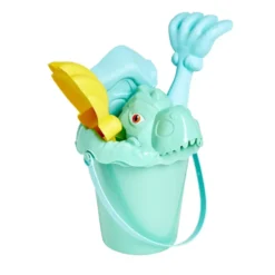 Seau de plage garni dinosaure 5 pièces vert bleu jaune