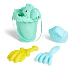 Seau de plage garni dinosaure 5 pièces vert bleu jaune