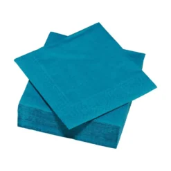 Serviette carré unie bleu canard 2 plis en papier x50
