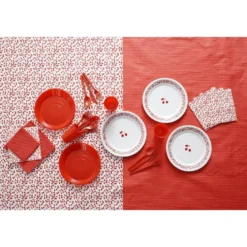 Serviette cocktail carrée rouge 2 plis en papier x40