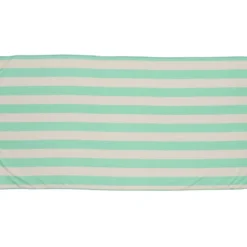 Serviette de plage microfibre marinière blanc et vert 1 personne