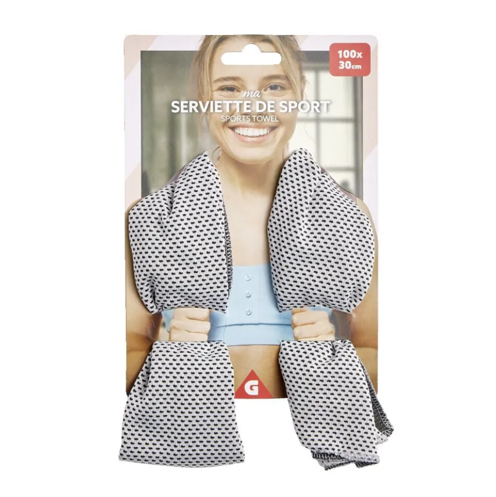 Serviette de sport grise 100x30cm polyester