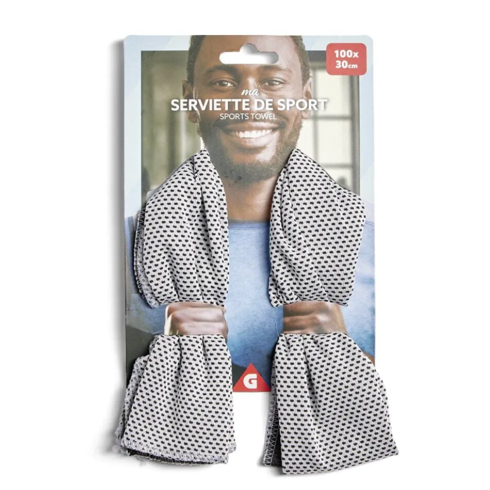 Serviette de sport grise 100x30cm polyester