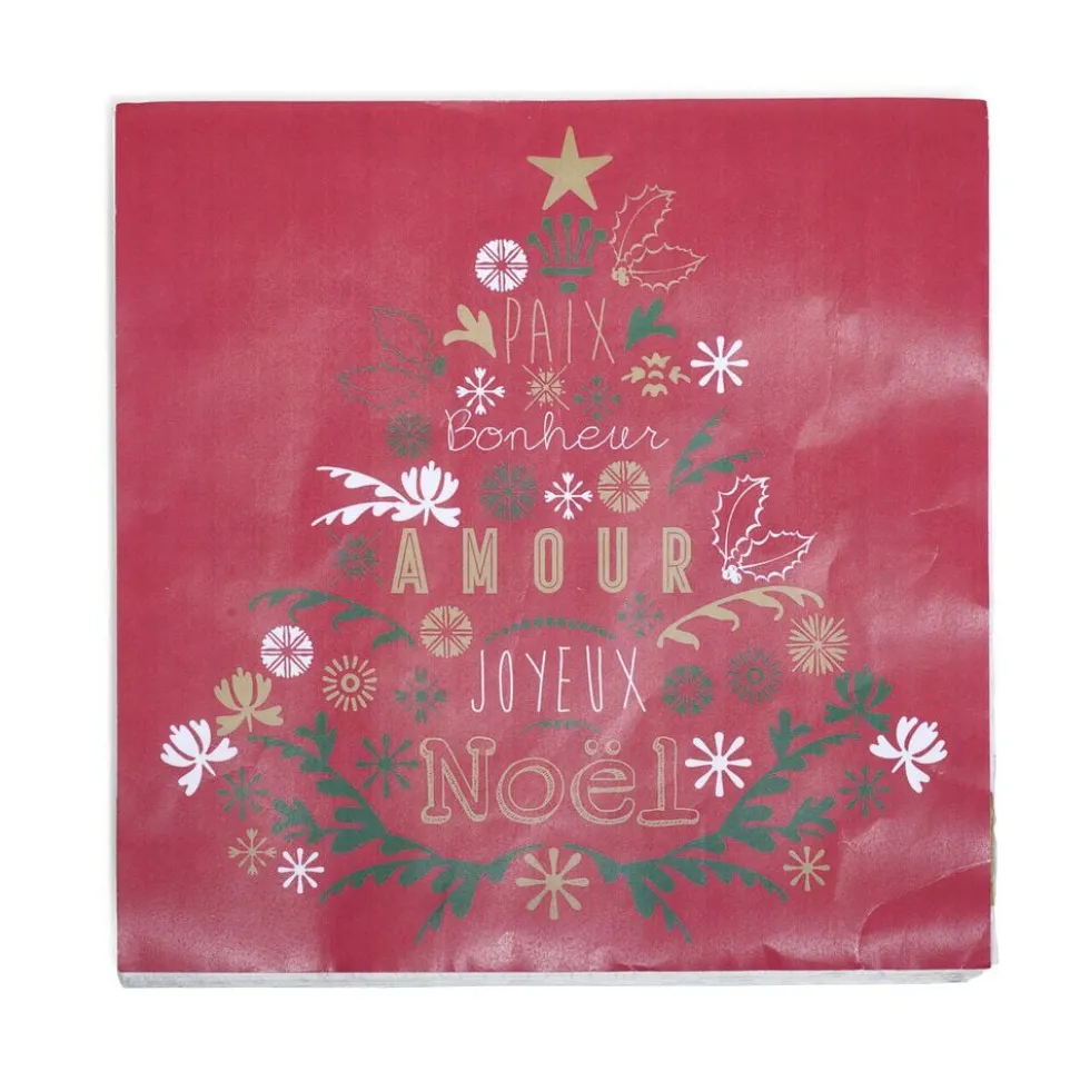 Serviette en papier design Noël rouge x 20